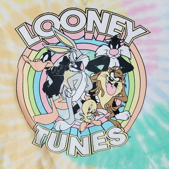 Looney Tunes Cropped Tank Top Pastel Tie-Dye Sz Medium Warner Brothers Animation - Picture 1 of 6